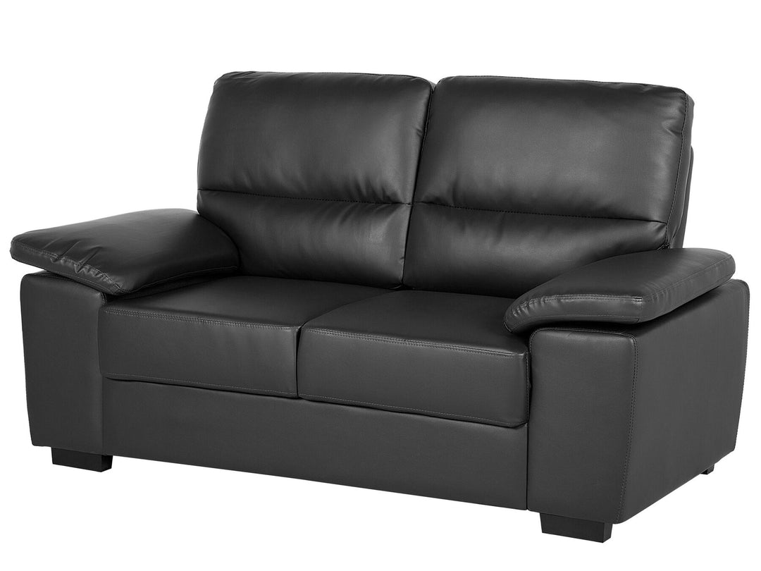 Vogar 2 Seater Faux Leather Sofa Black