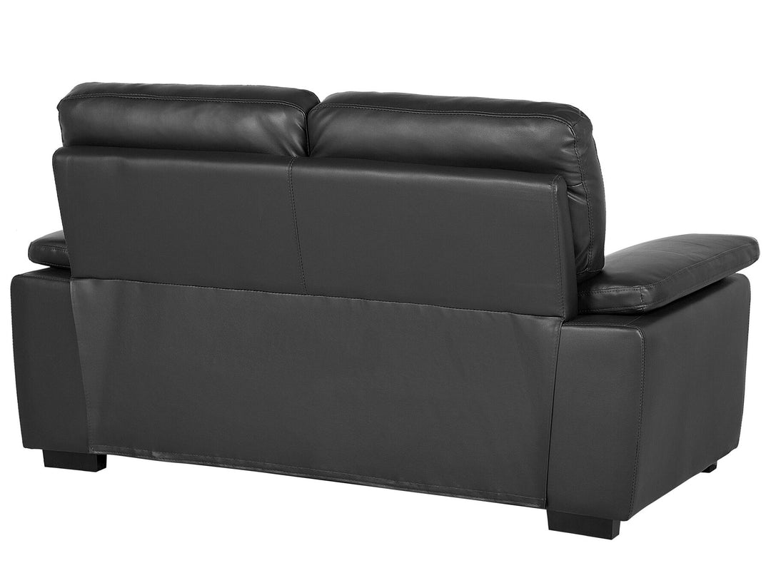 Vogar 2 Seater Faux Leather Sofa Black