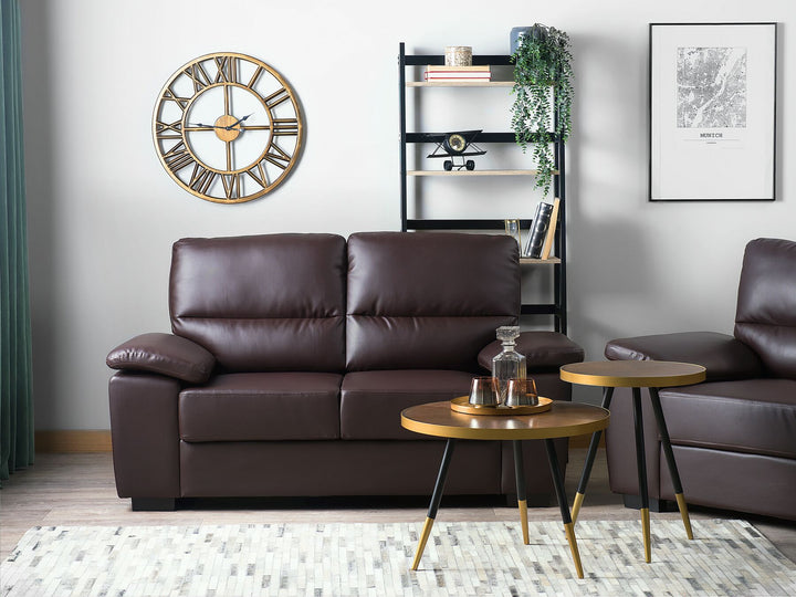 Vogar 2 Seater Faux Leather Sofa Brown