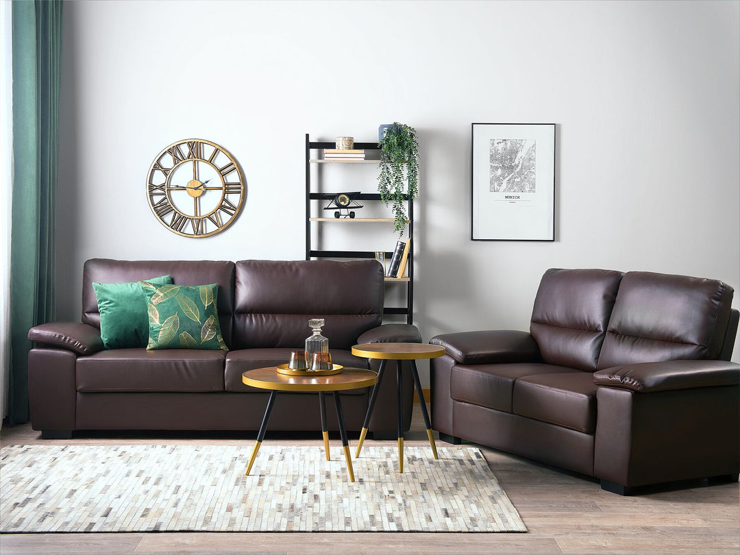 Vogar 2 Seater Faux Leather Sofa Brown