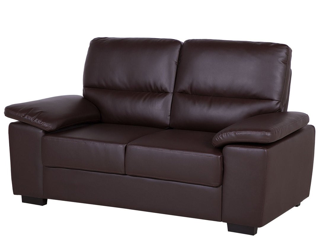 Vogar 2 Seater Faux Leather Sofa Brown