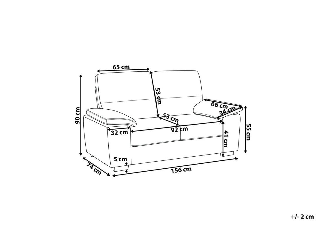 Vogar 2 Seater Faux Leather Sofa Cream