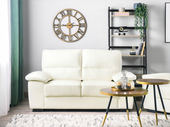 Vogar 2 Seater Faux Leather Sofa Cream