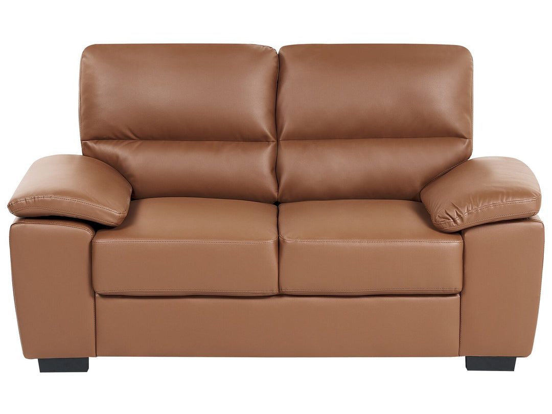 Vogar 2 Seater Faux Leather Sofa Golden Brown