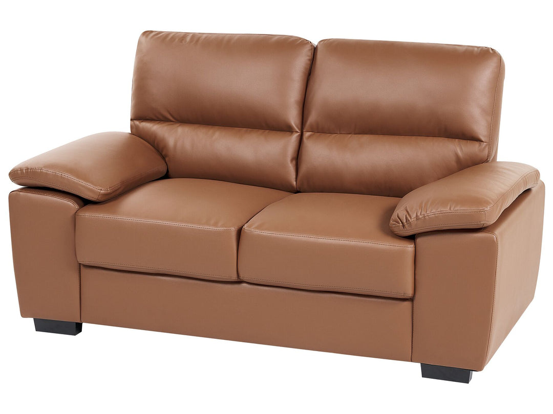 Vogar 2 Seater Faux Leather Sofa Golden Brown