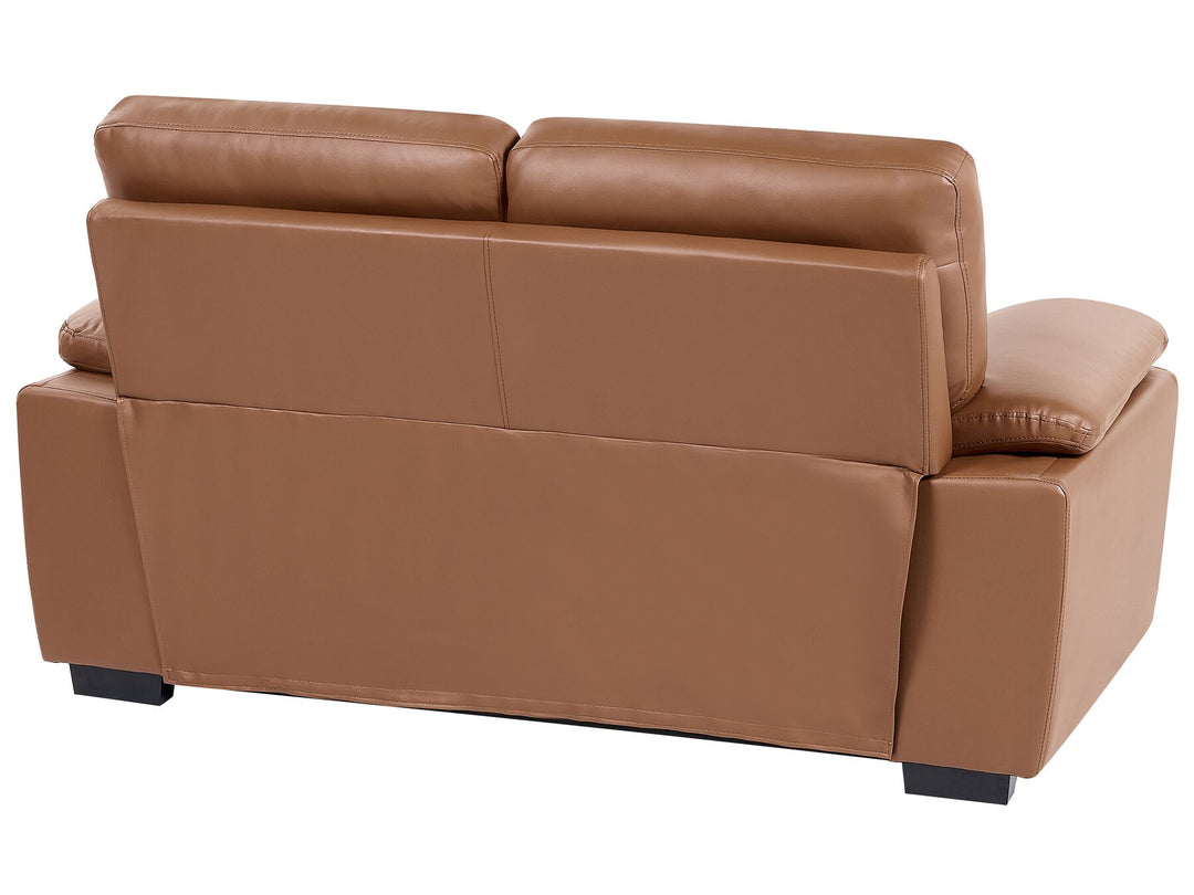 Vogar 2 Seater Faux Leather Sofa Golden Brown