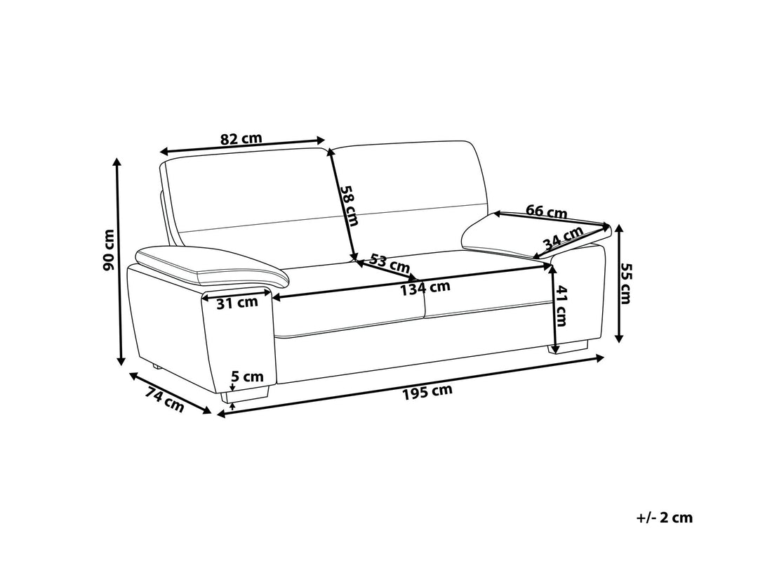 Vogar 3 Seater Faux Leather Sofa Brown