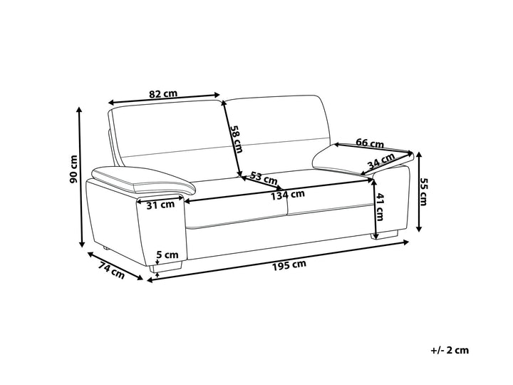 Vogar 3 Seater Faux Leather Sofa Brown