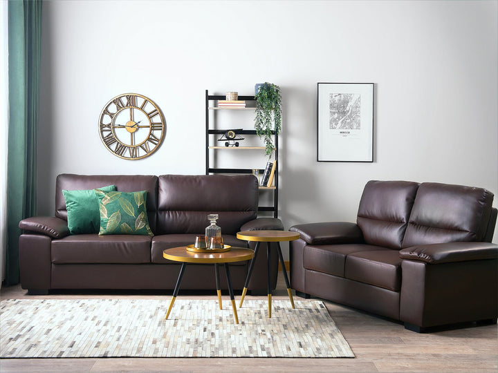 Vogar 3 Seater Faux Leather Sofa Brown