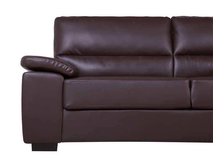 Vogar 3 Seater Faux Leather Sofa Brown