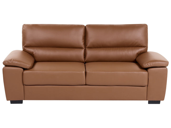 Vogar 3 Seater Faux Leather Sofa Golden Brown