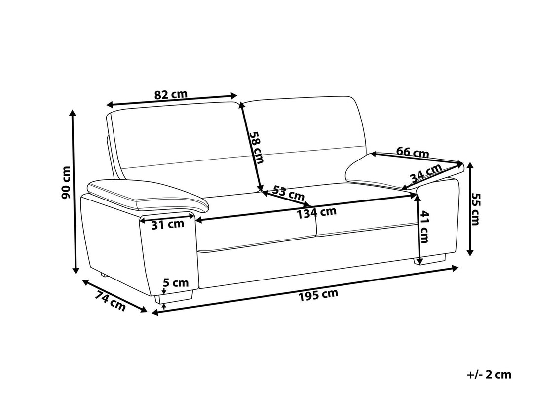 Vogar 3 Seater Faux Leather Sofa Golden Brown