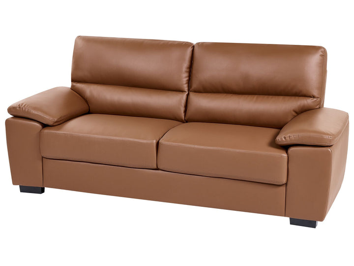 Vogar 3 Seater Faux Leather Sofa Golden Brown