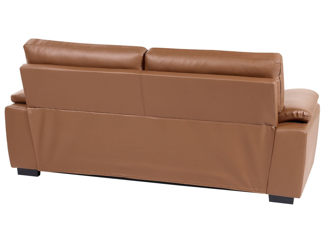 Vogar 3 Seater Faux Leather Sofa Golden Brown