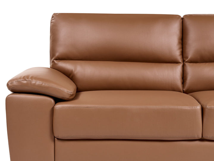 Vogar 3 Seater Faux Leather Sofa Golden Brown