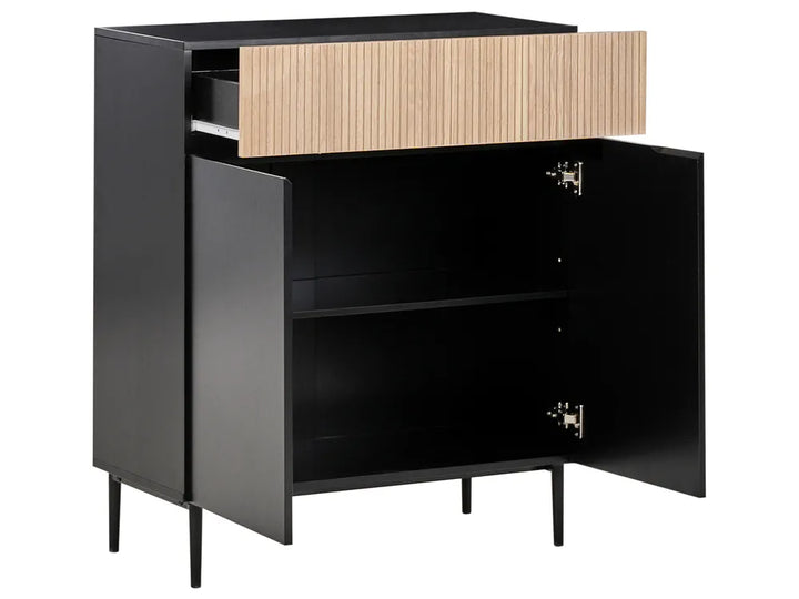 2 Door Sideboard Natural Ash Wood Black Berowalt
