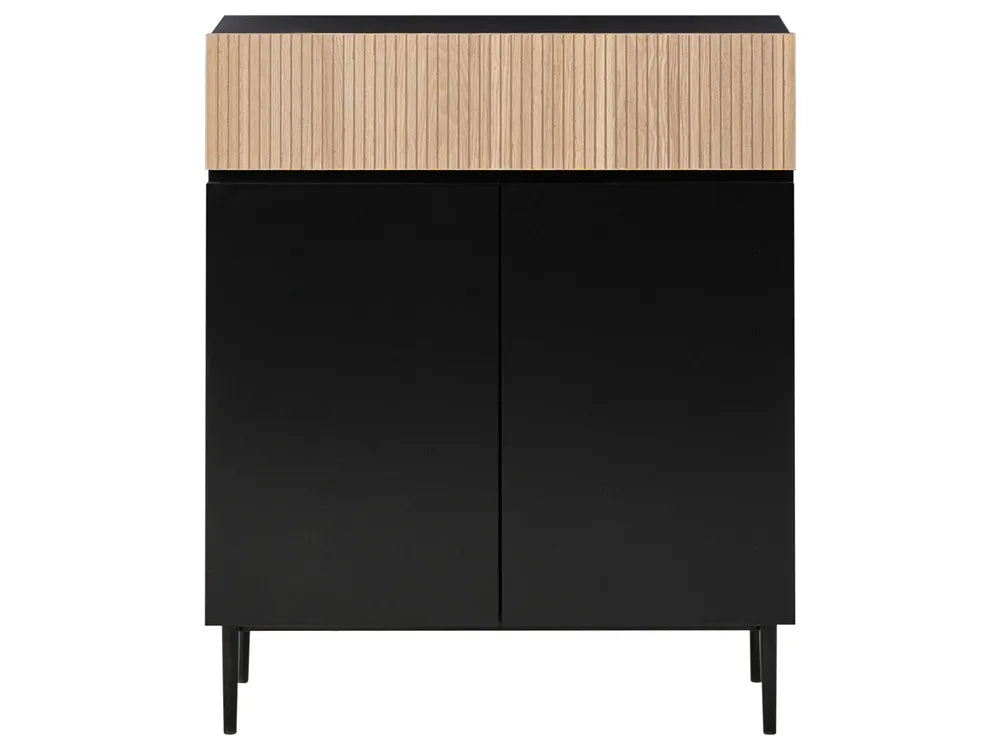 2 Door Sideboard Natural Ash Wood Black Berowalt