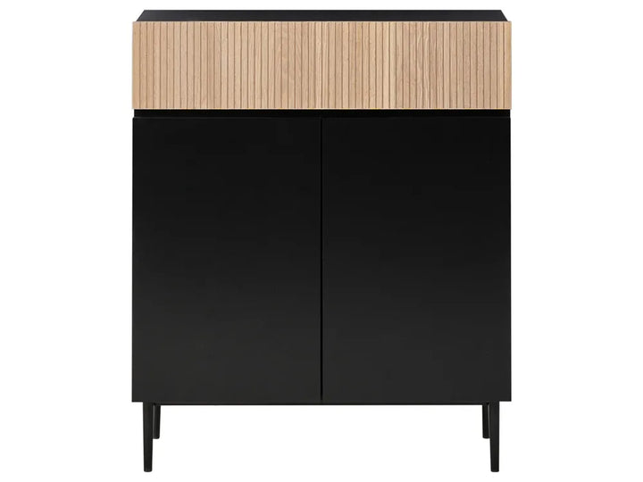 2 Door Sideboard Natural Ash Wood Black Berowalt