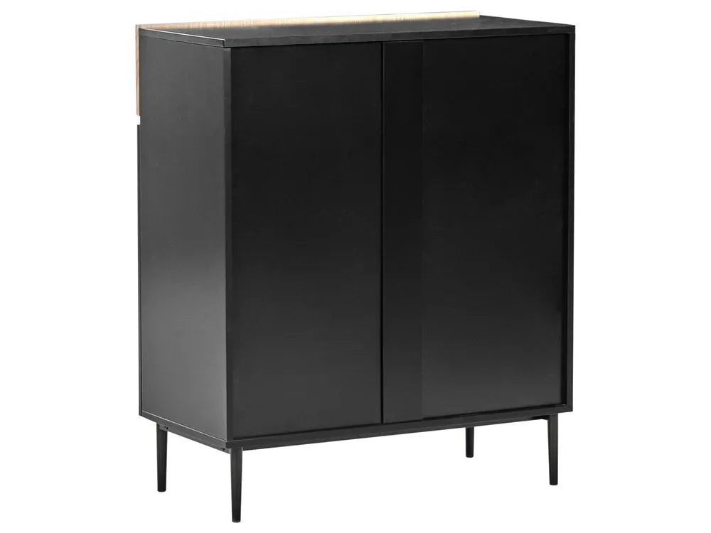2 Door Sideboard Natural Ash Wood Black Berowalt