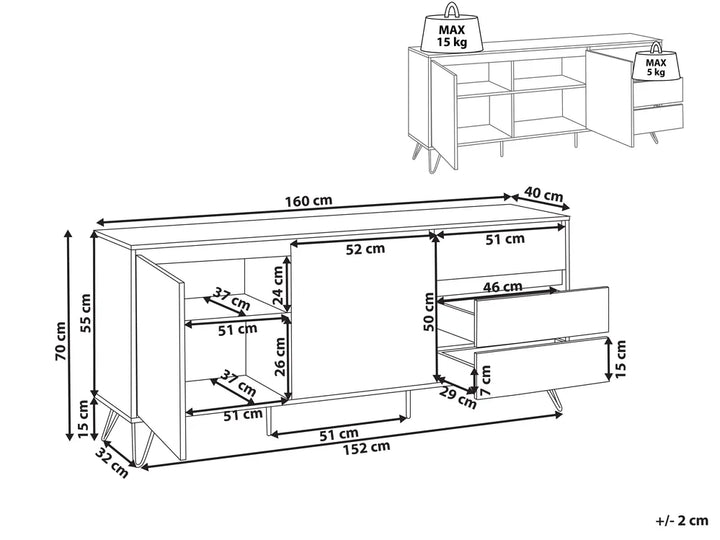 2 Door Sideboard Light Brown Carmel