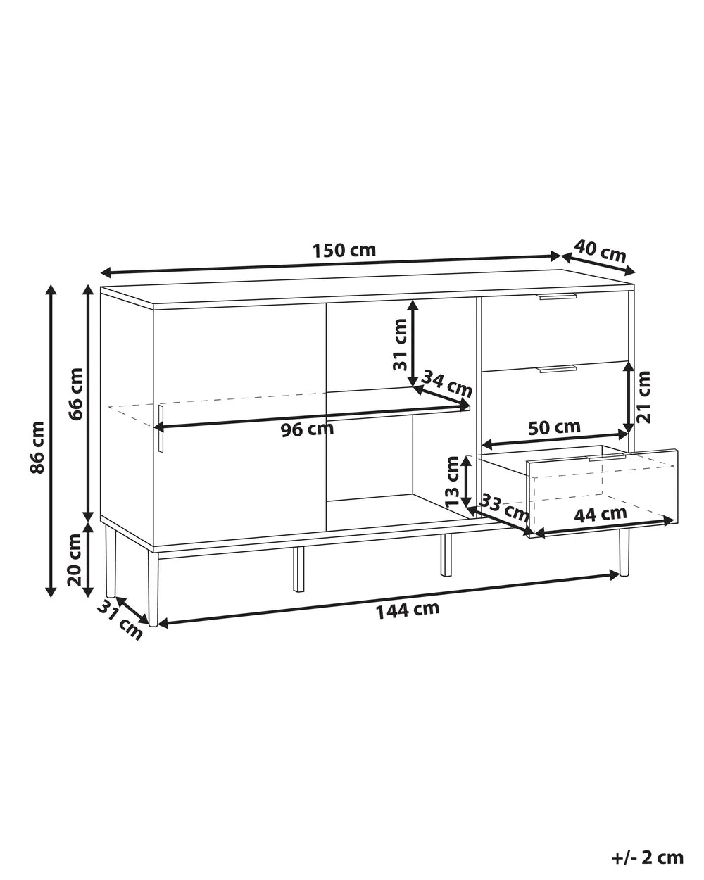 Glass Display Sideboard White Voight
