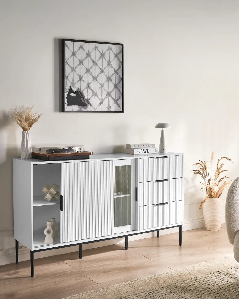 Glass Display Sideboard White Voight
