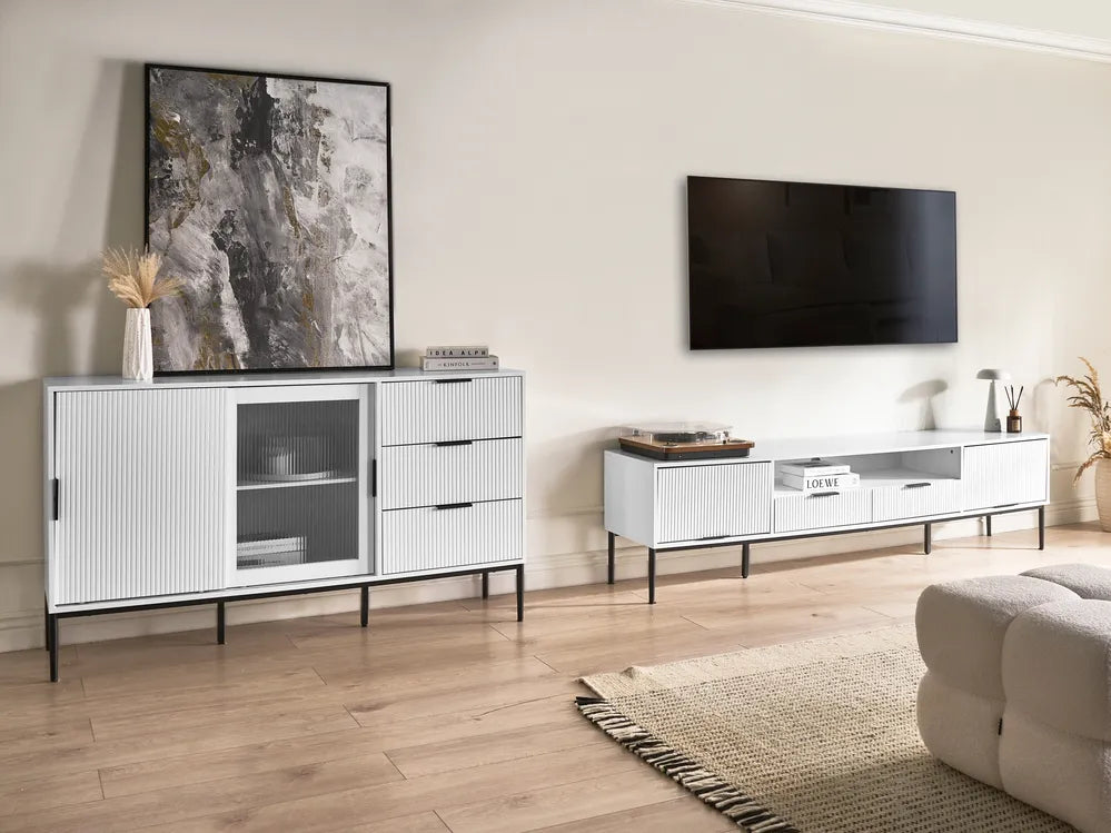 Glass Display Sideboard White Voight