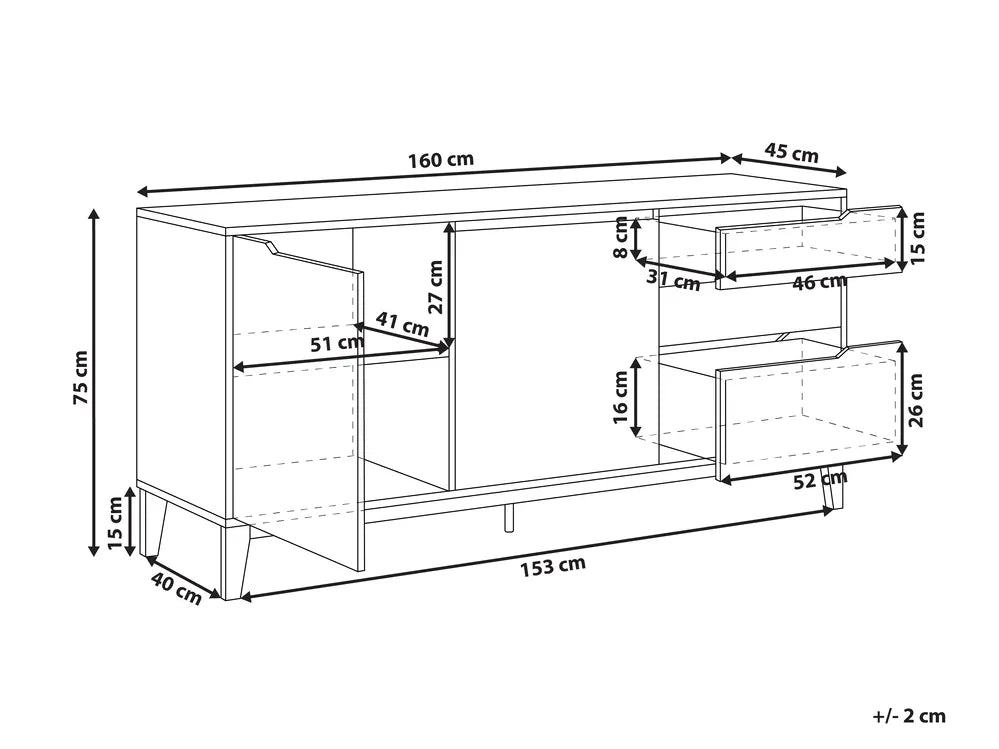 2 Door Sideboard Light Brown Morlan