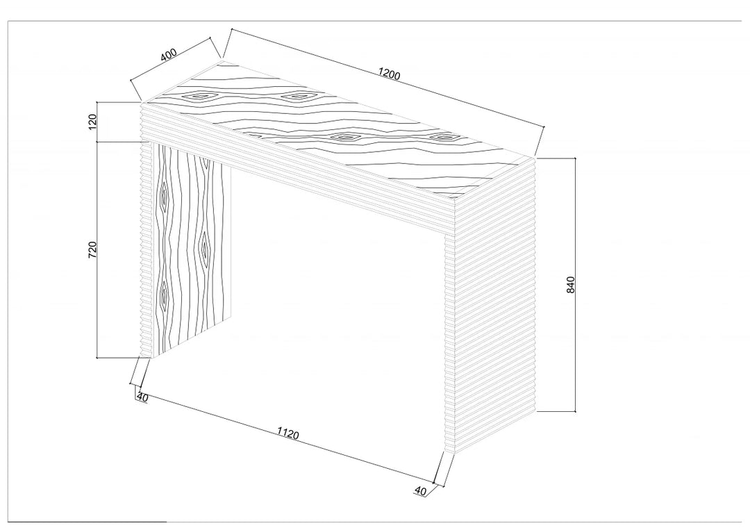 D.I. Designs Wickham Natural Oak Wood Ribbed Console Table