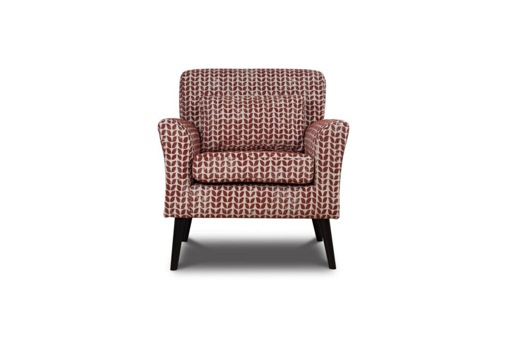 Patterned armchair on a white background