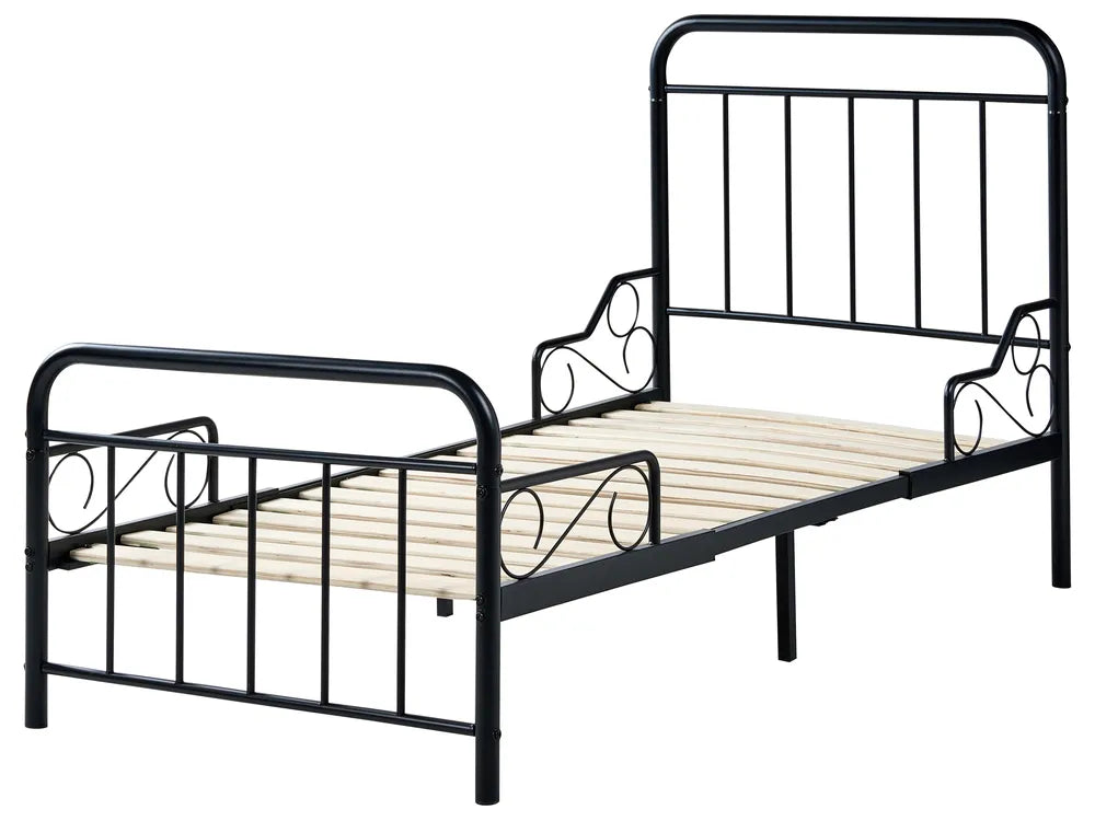 Extendable Kids Bed Metal 90 x 200 cm (EU Single) Black Isamari