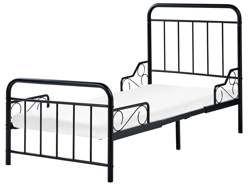 Extendable Kids Bed Metal 90 x 200 cm (EU Single) Black Isamari