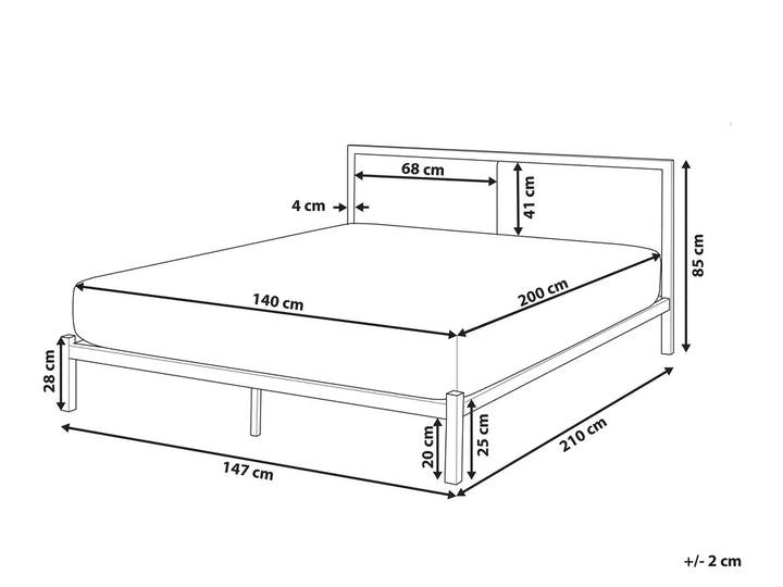 Bed Metal 140 x 200 cm (EU Double) Grey Fawnda