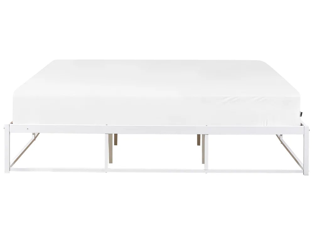 White metal bed frame on a white background