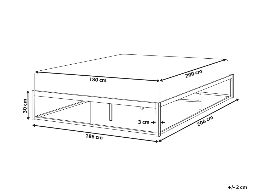 Bed Metal 180 x 200 cm (EU Super King) Black Amylia