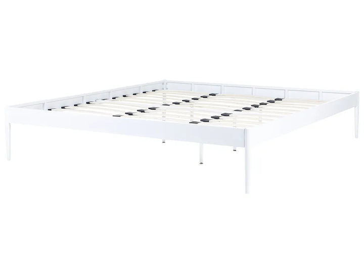 White metal bed frame on a white background