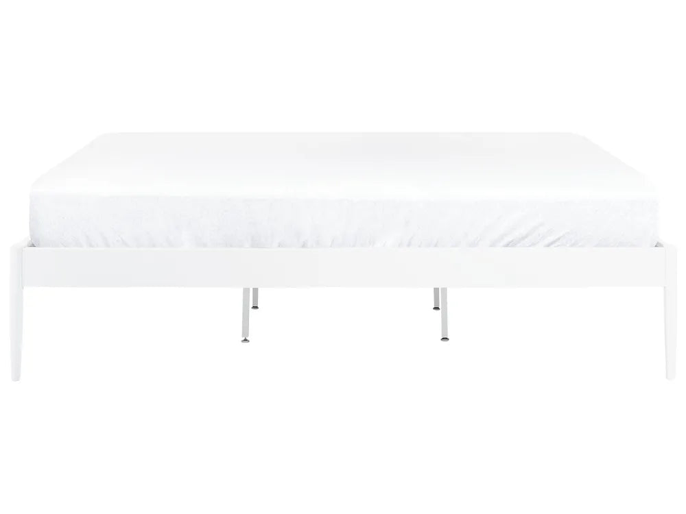 Minimalist white metal bed frame