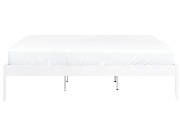 Minimalist white metal bed frame