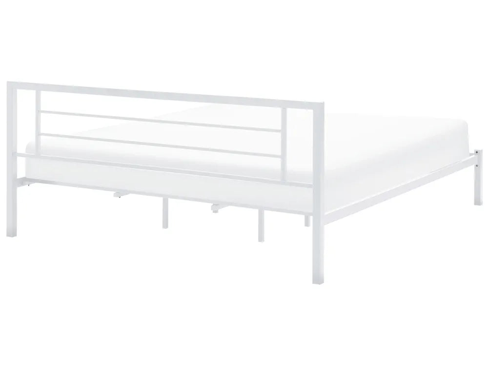 White metal bed frame on a white background