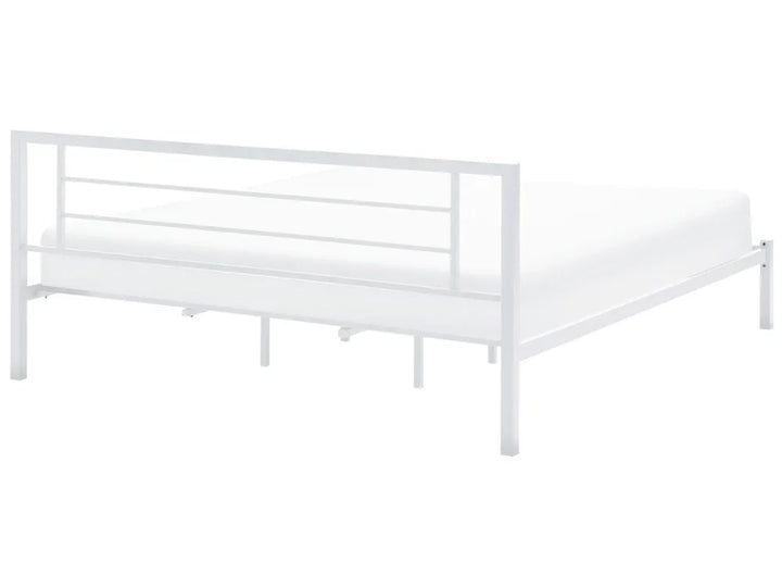 White metal bed frame on a white background