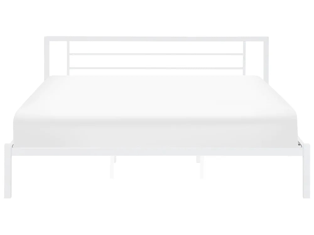 White metal bed frame on a white background