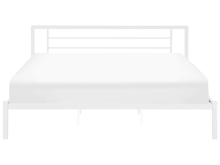 White metal bed frame on a white background