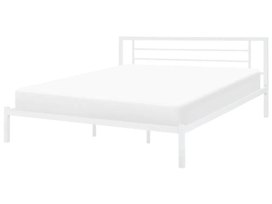 White metal bed frame on a white background