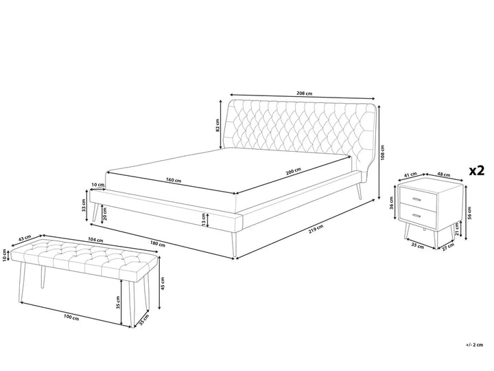 Bedroom Set Faux Leather 160 x 200 cm (EU King Size) Beige Aldiana