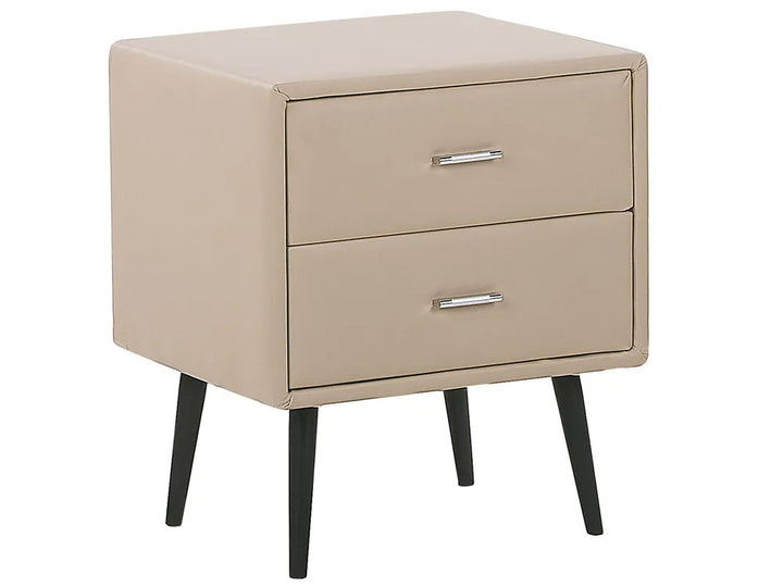 Bedroom Set Faux Leather 160 x 200 cm (EU King Size) Beige Aldiana