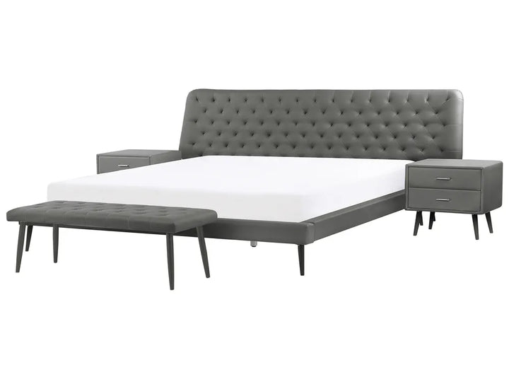 Grey faux leather super king bedroom set
