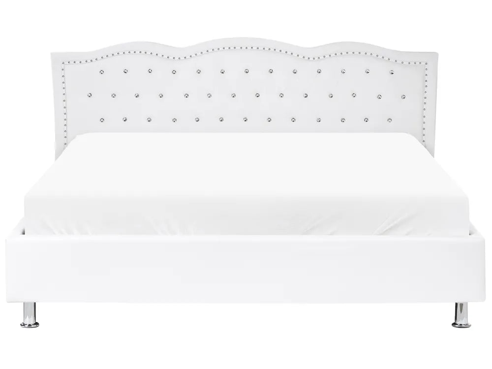 Modern white upholstered bed frame