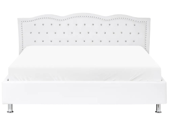 Modern white upholstered bed frame