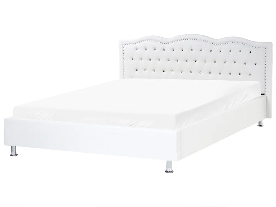 White faux leather EU super king bed