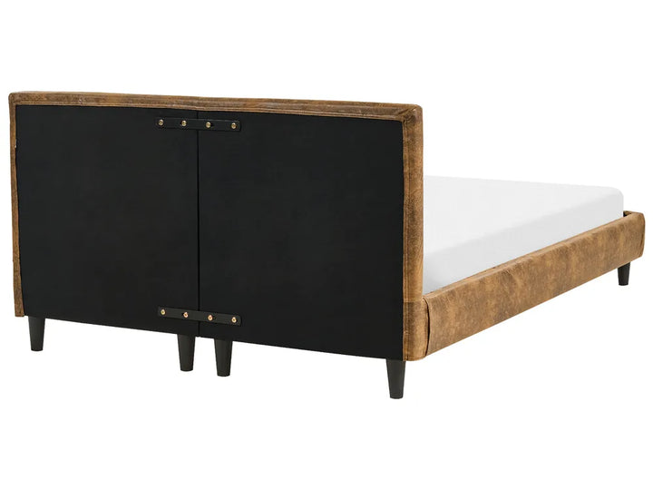 Bed Faux Leather 140 x 200 cm (EU Double) Brown Candler